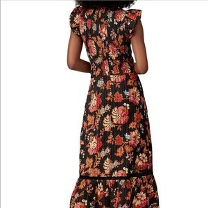 Sea NY Smocked Navy Floral Maxi Dress, Size 6